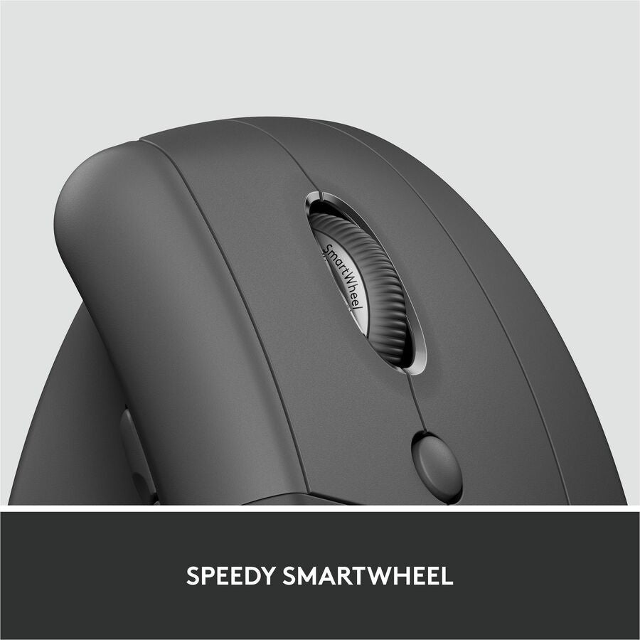 Logitech Lift for Business, Vertical Ergonomic Mouse, Wireless, Bluetooth, Logi Bolt USB, Quiet clicks, Graphite