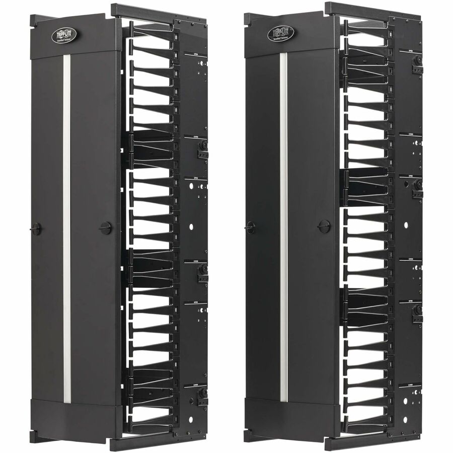 Eaton Tripp Lite Series High-Capacity Vertical Cable Manager - Deep Double Finger Duct with Cover, Single Sided, 12 in. Wide, Black, 7 ft. (2.2 m)