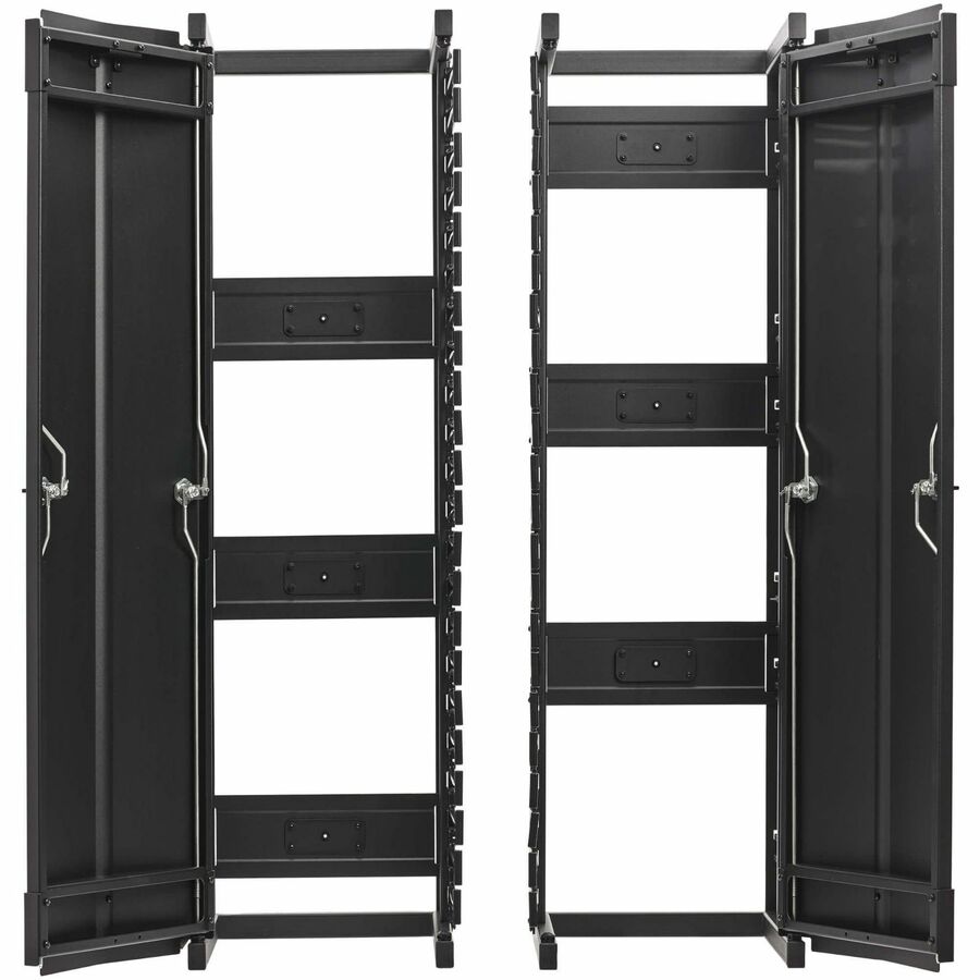 Eaton Tripp Lite Series High-Capacity Vertical Cable Manager - Deep Double Finger Duct with Cover, Single Sided, 12 in. Wide, Black, 7 ft. (2.2 m)