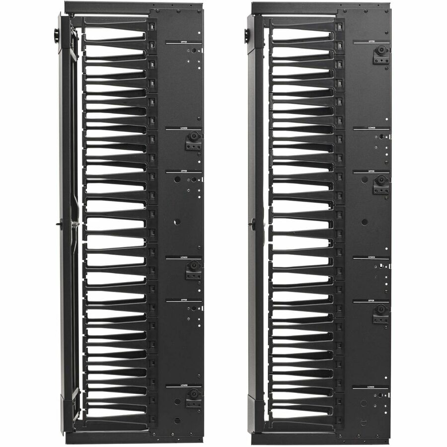 Eaton Tripp Lite Series High-Capacity Vertical Cable Manager - Deep Double Finger Duct with Cover, Single Sided, 12 in. Wide, Black, 7 ft. (2.2 m)
