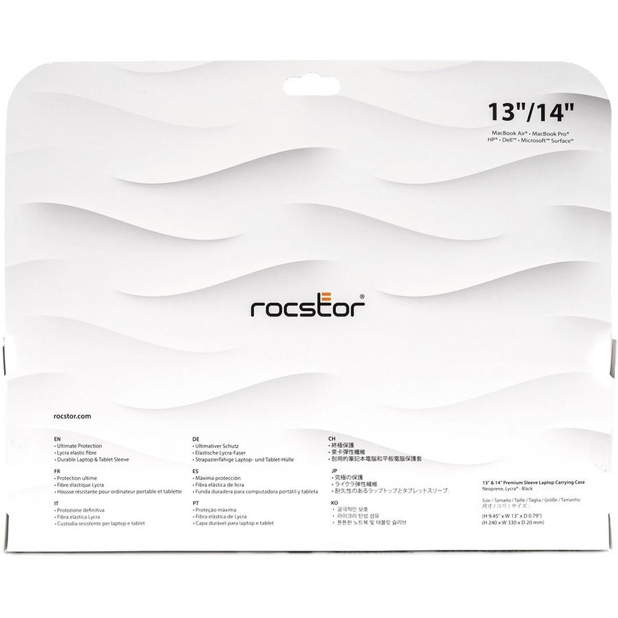 Rocstor Premium Universal Carrying Case (Sleeve) for 13" to 14" Apple, Dell, HP, Lenovo, Microsoft Notebook - Black - TAA Compliant