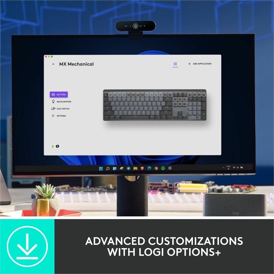 Logitech MX Mechanical Wireless Illuminated Performance Keyboard, Linear Switches, Backlit Keys, Bluetooth