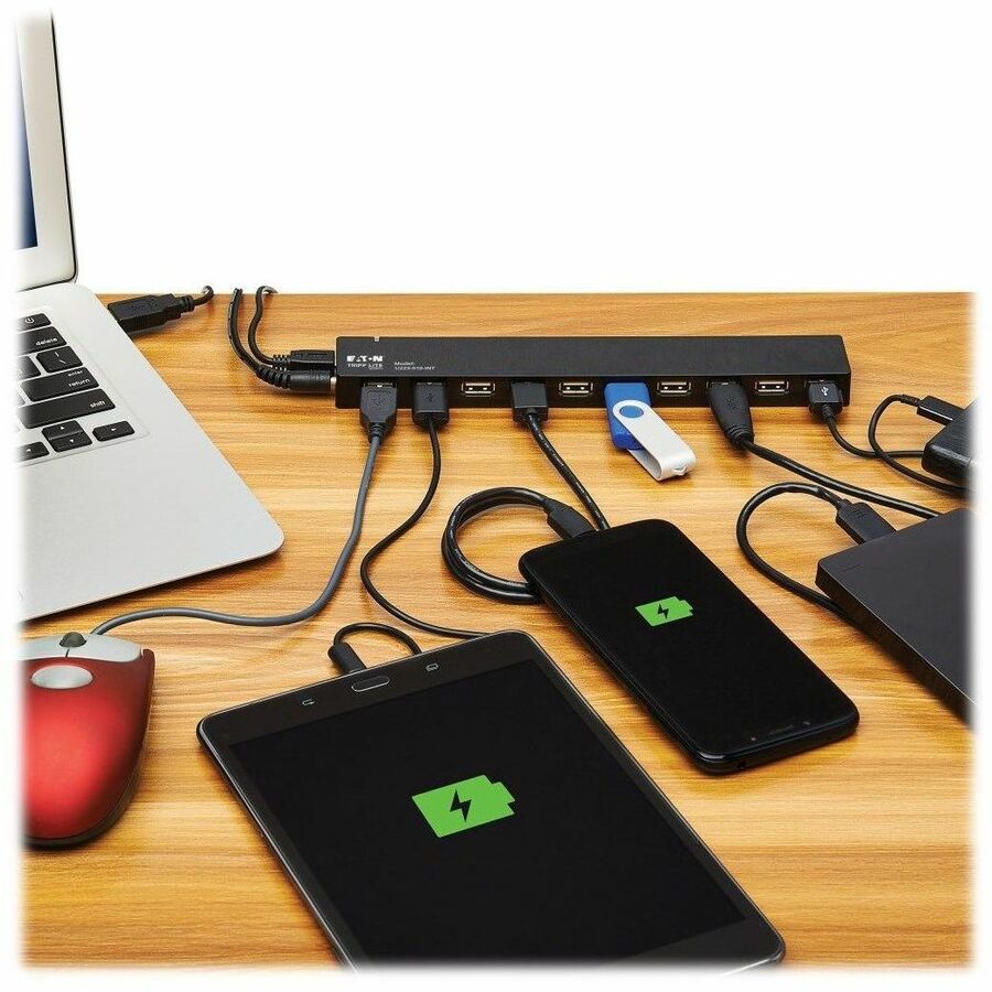 Eaton Tripp Lite Series 10-Port USB 2.0 Hub with Power Supply and International Plug Adapters