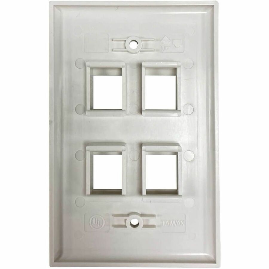 Eaton Tripp Lite Series Safe-IT 4-Port Single-Gang Keystone Wall Plate, Antibacterial, Ivory Gloss, TAA