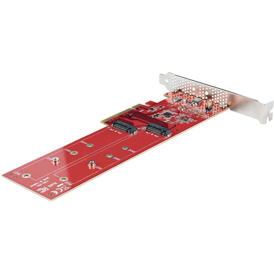StarTech.com Dual M.2 PCIe SSD Adapter Card, x8 / x16 Dual NVMe or AHCI M.2 SSD to PCI Express 4.0, Up to 7.8GBps/Drive, For 2242/2260/2280/22110mm PCIe M-Key M2 SSDs, Bifurcation Required - PC/Linux Compatible