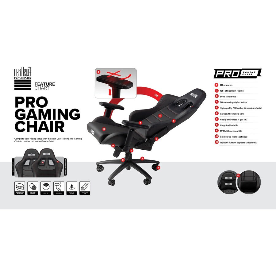 Next Level Racing PRO Gaming Chair- Leather & Suede Edition