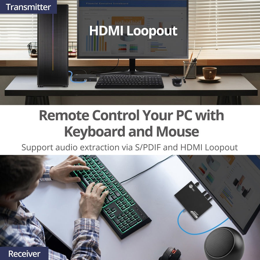 SIIG 4K 60Hz HDR HDMI KVM Over Cat6 Extender with S/PDIF & Touch Screen Support