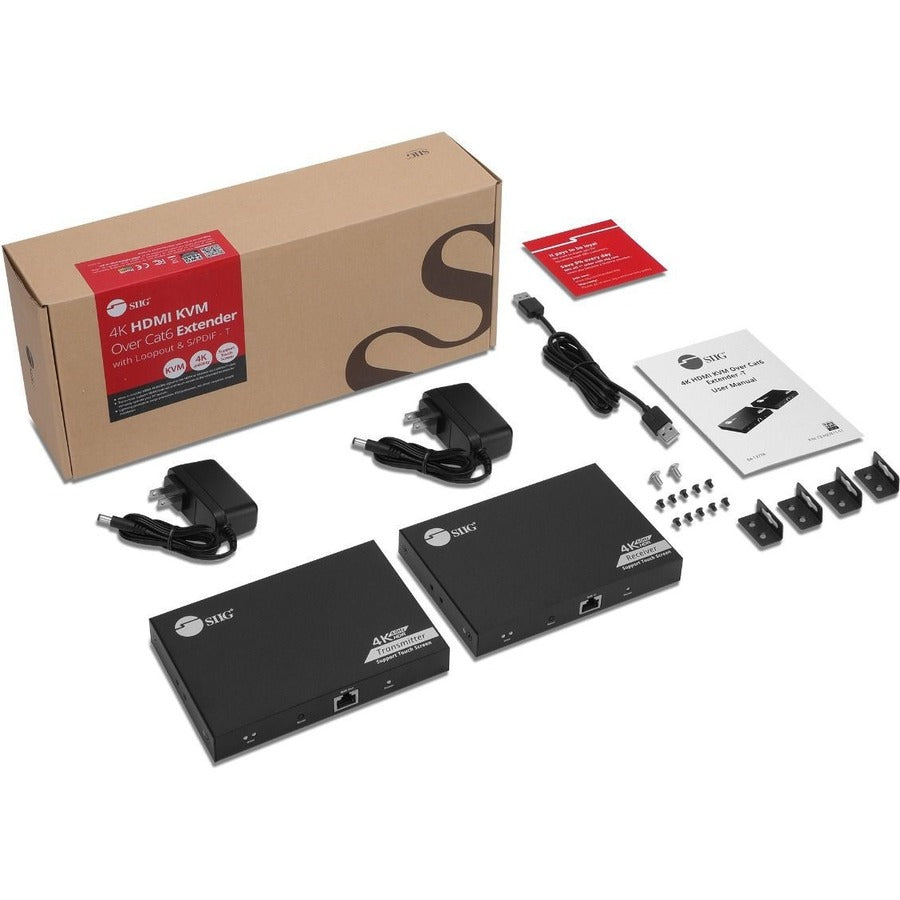 SIIG 4K 60Hz HDR HDMI KVM Over Cat6 Extender with S/PDIF & Touch Screen Support