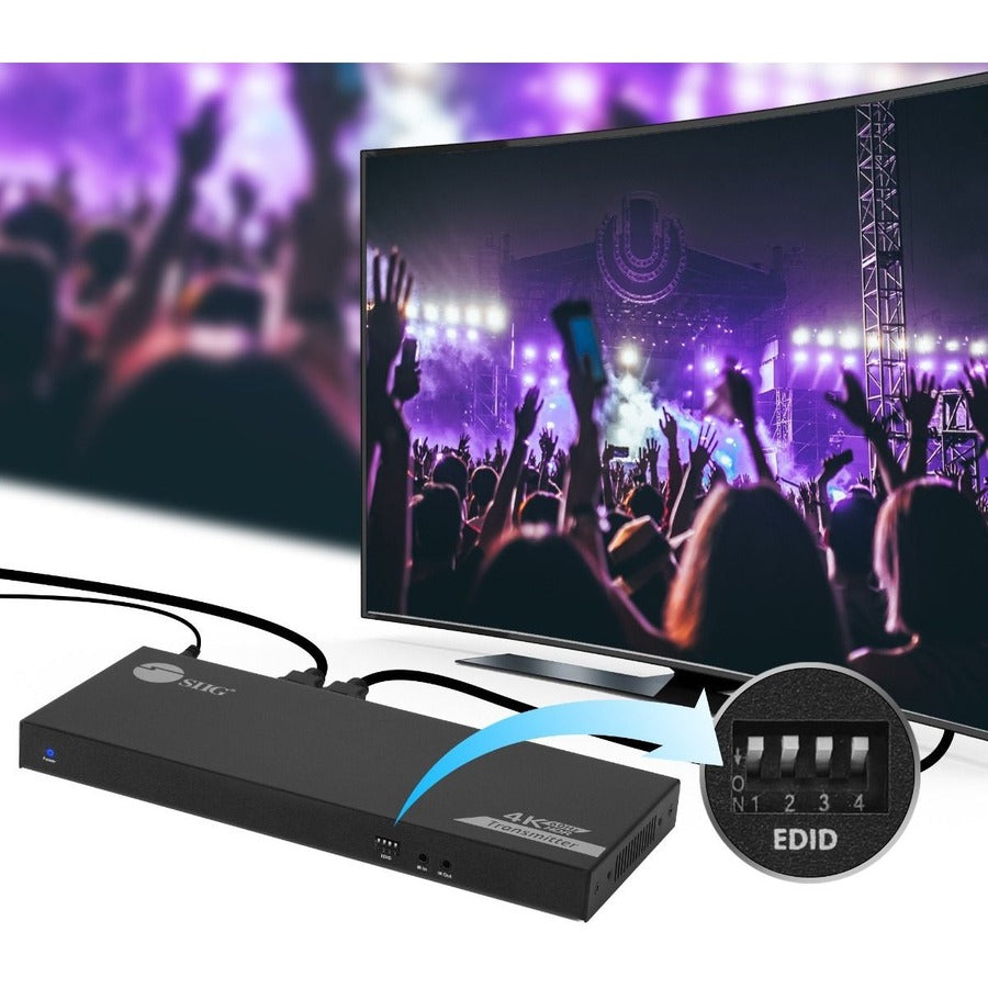 SIIG 1x8 4K 60Hz HDMI Splitter Over Cat6 Extender with Loopout/IR/ARC & RS-232 - Up to 230ft (70m) - Near Zero Latency