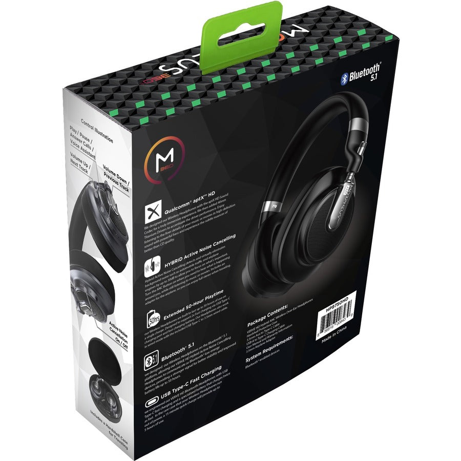 Morpheus 360 Verve HD Hybrid ANC Wireless Noise Cancelling Headphones HP9750HD - Bluetooth Headset with Microphone