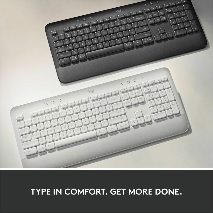 Logitech Signature K650 Comfort Full-Size Wireless Keyboard with Wrist Rest, BLE Bluetooth or Logi Bolt, Off-white