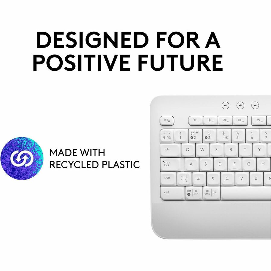 Logitech Signature K650 Comfort Full-Size Wireless Keyboard with Wrist Rest, BLE Bluetooth or Logi Bolt, Off-white