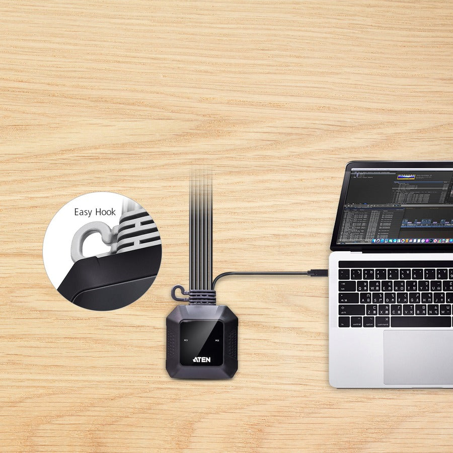 ATEN 2-Port USB-C DisplayPort Hybrid Cable KVM Switch CS52DP