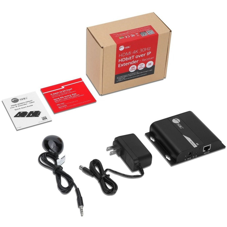 SIIG HDMI 4K30Hz HDbitT over IP Extender - Receiver