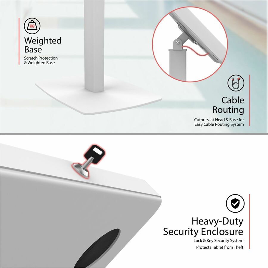 CTA Digital Premium Thin Profile Floor stand w/ Small Universal Security Enclosure (White)