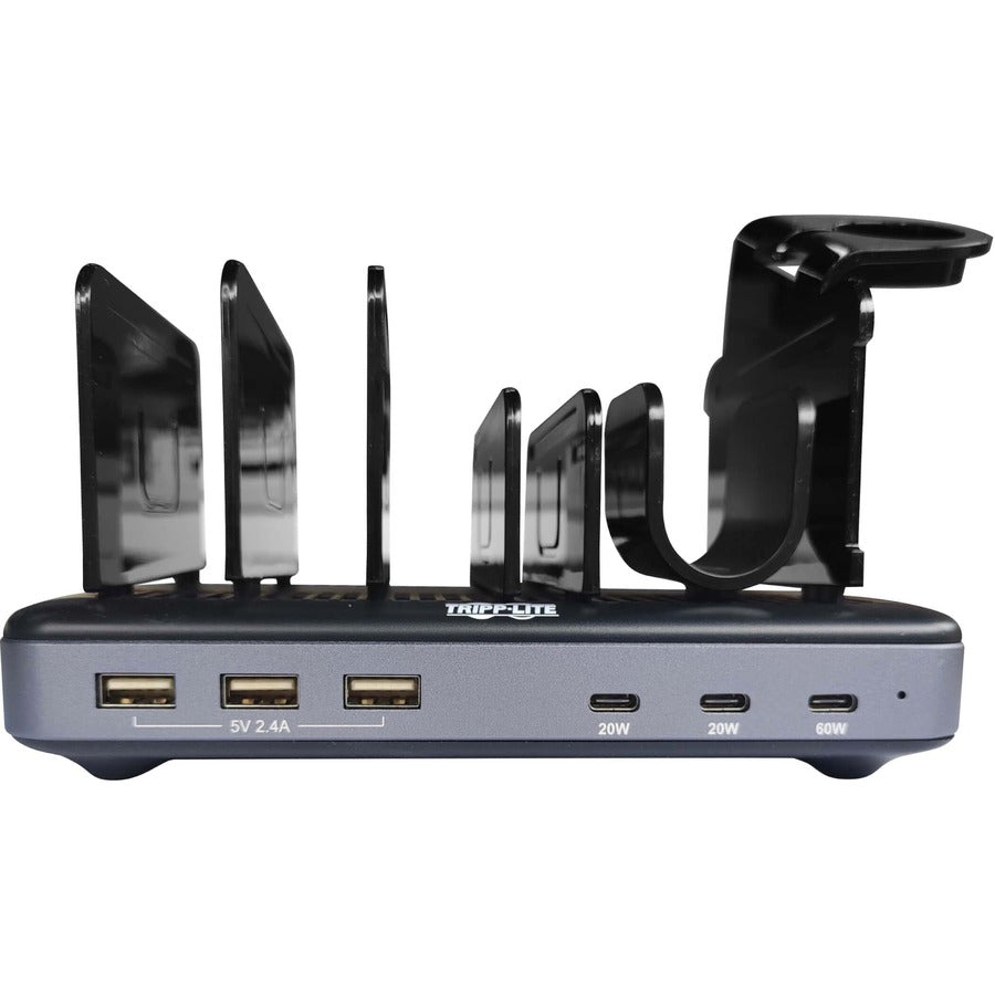 Eaton Tripp Lite Series 120W Multi-Device Charging Station - 60W USB-C, 2x 20W USB-C, and 3x USB-A Ports for Smartphone, Tablet and Apple Watch with Storage