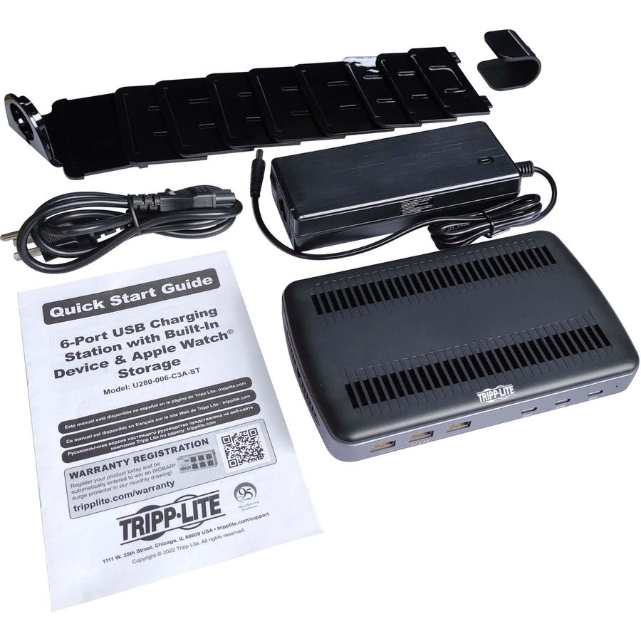 Eaton Tripp Lite Series 120W Multi-Device Charging Station - 60W USB-C, 2x 20W USB-C, and 3x USB-A Ports for Smartphone, Tablet and Apple Watch with Storage