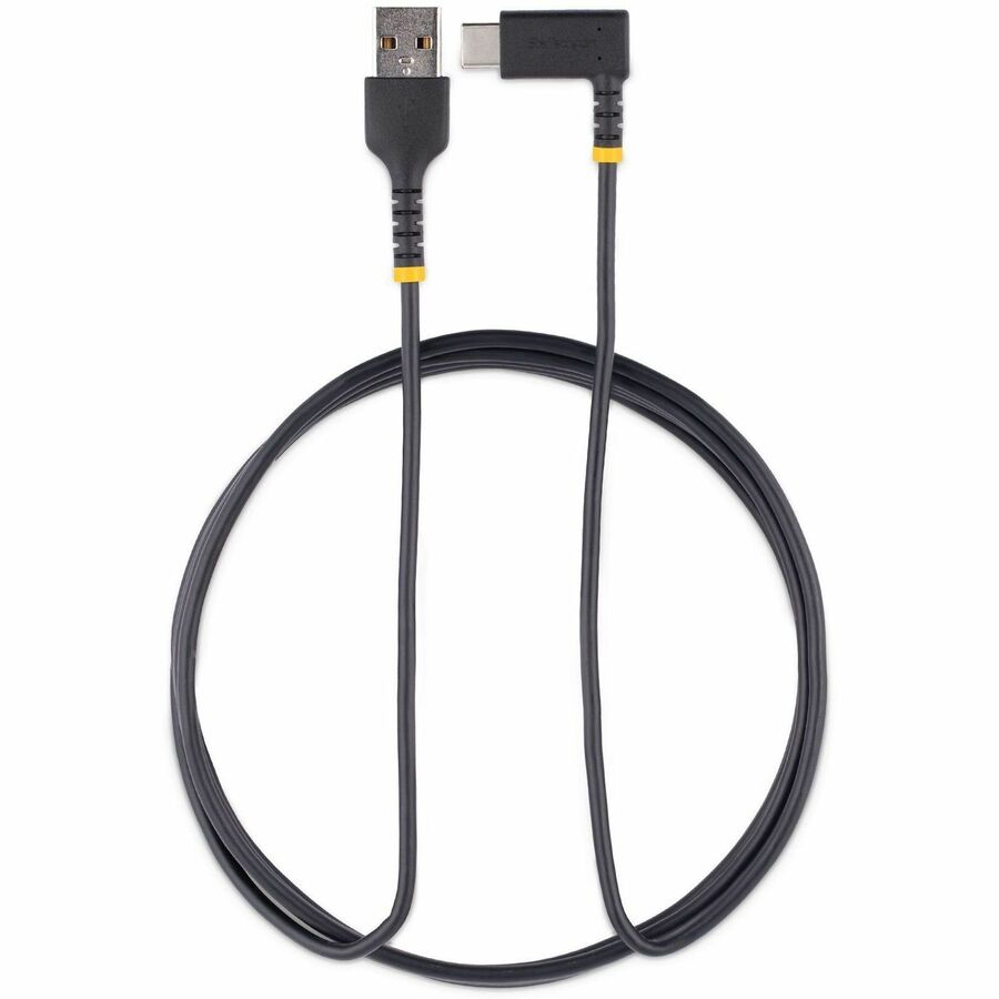 StarTech.com 6tf (2m) USB A to C Charging Cable Right Angle, Heavy Duty Fast Charge USB-C Cable, Durable and Rugged Aramid Fiber, 3A