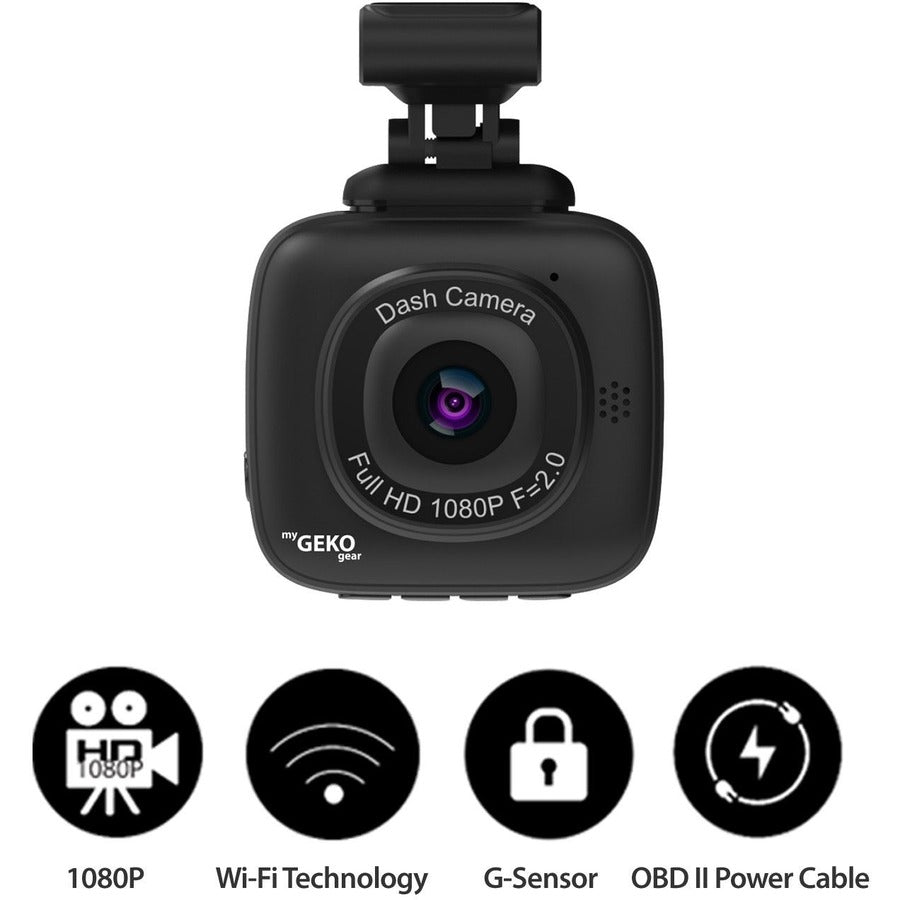 myGEKOgear by Adesso Orbit 500 Full HD 1080p Wi-Fi Dash Cam with OBD II Cable