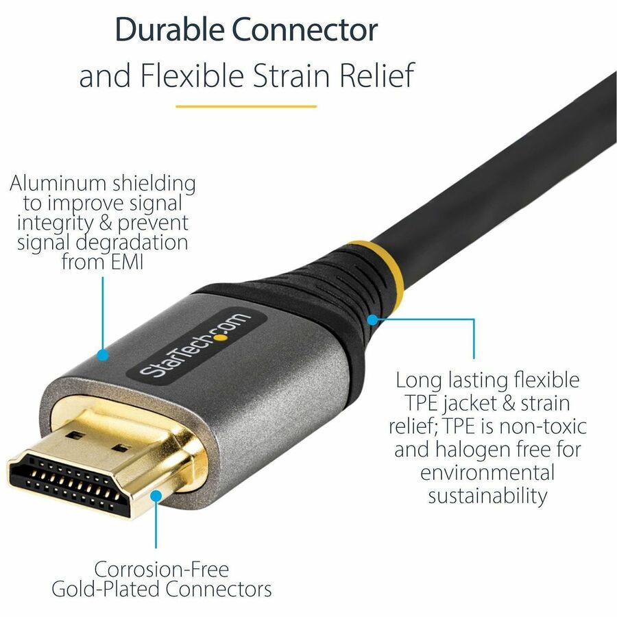 StarTech.com 20in (50cm) HDMI 2.1 Cable, Certified Ultra High Speed HDMI Cable 48Gbps, 8K 60Hz HDR10+, 8K HDMI Cord, TV/Monitor/Display