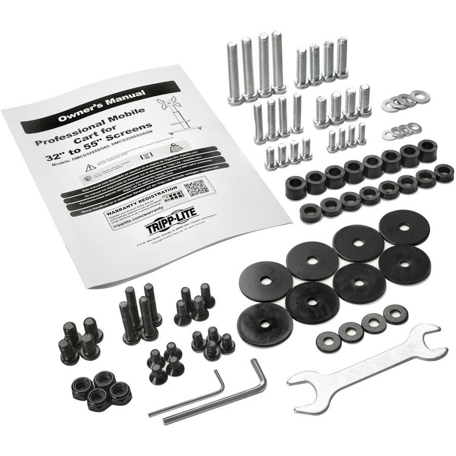 Eaton Tripp Lite Series Premier Rolling TV Cart for 32" to 55" Displays, Black Glass Base and Shelf, Locking Casters