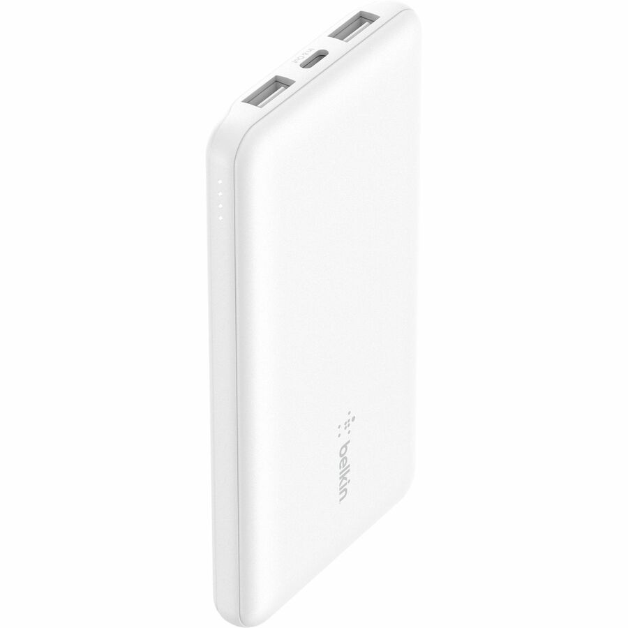 Belkin 15W 3-port USB Power Bank - 10K mAh - 2xUSB-A (12W), 1xUSB-C (15W) - Portable Charger - w/ USB-A to USB-C Cable - White