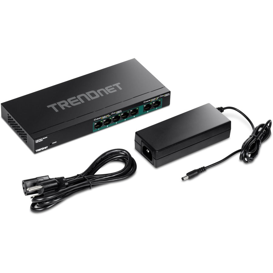 TRENDnet 7-Port Multi-Gig PoE+ Switch, 5 x 1G RJ-45 PoE+ BASE-T Ports, 2 x 2.5G RJ-45 PoE+ Ports, 20Gbps Switching Capacity, Wall Mountable, Network Ethernet Switch, Lifetime Protection, Black,TPE-TG327