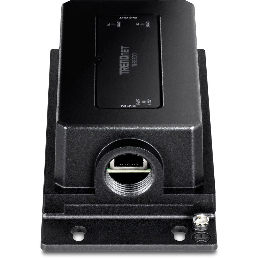 TRENDnet 2-Port Industrial Outdoor Gigabit PoE++ Extender, Hardened IP67 Extreme Temperature Rated Housing, Extends PoE++ Connection up to 200m (656 ft.) for up to 2 Devices, Black, TI-BE200