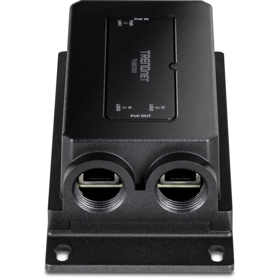 TRENDnet 2-Port Industrial Outdoor Gigabit PoE++ Extender, Hardened IP67 Extreme Temperature Rated Housing, Extends PoE++ Connection up to 200m (656 ft.) for up to 2 Devices, Black, TI-BE200