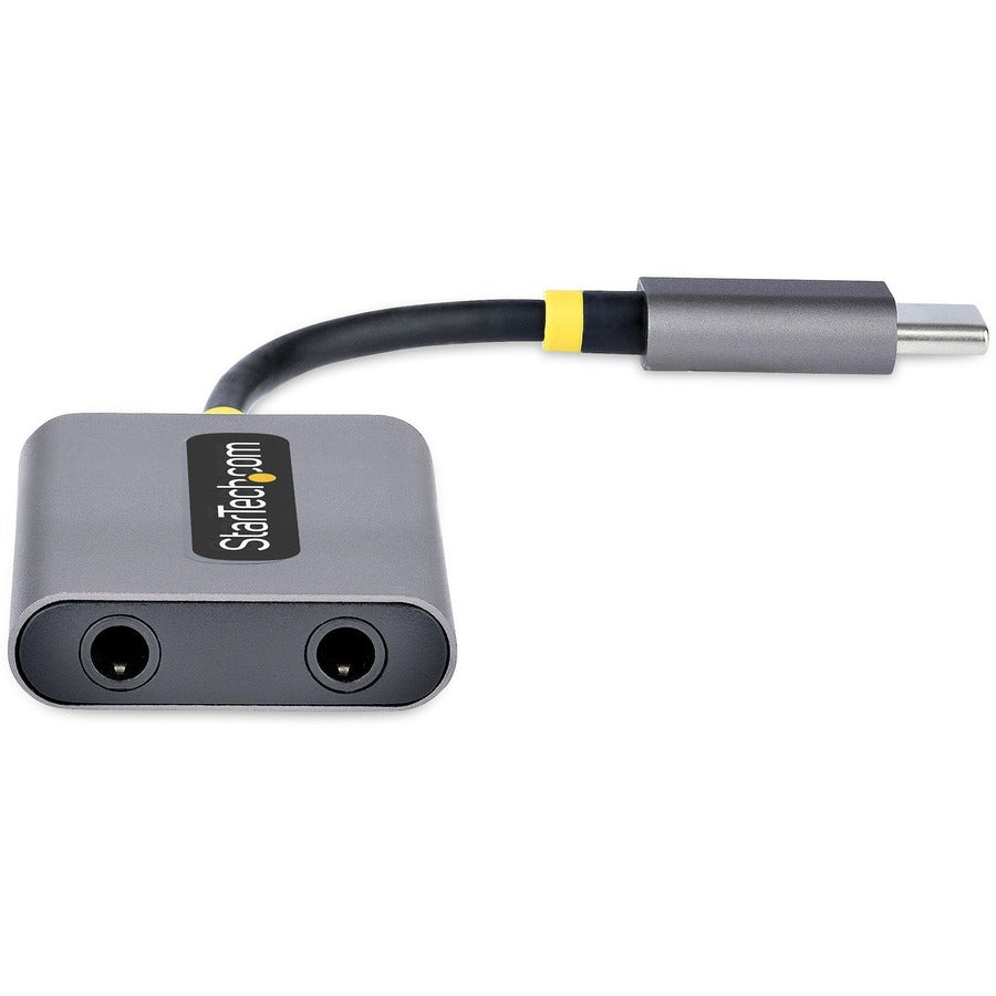 StarTech.com USB-C Headphone Splitter, USB Type C Dual Headset Adapter w/Mic Input, USB C to 3.5mm Audio Adapter/Earphone Dongle/Aux Jack