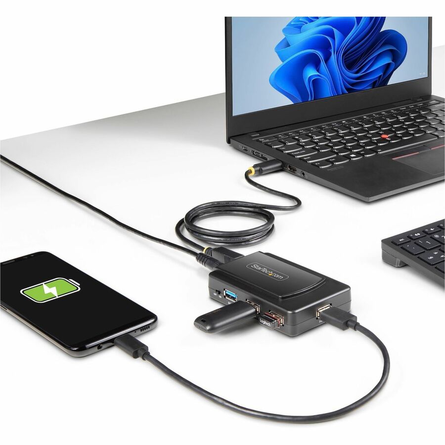 StarTech.com 7-Port USB Hub, USB 3.0 5Gbps, USB-A to 7x USB-A, Self Powered USB-A Expansion Hub w/ 35W Power Supply