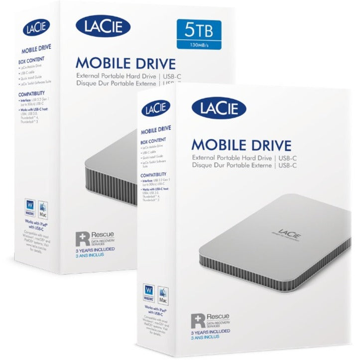 LaCie Mobile Drive Secure STLR5000400 5 TB Portable Hard Drive - 2.5" External - Space Gray