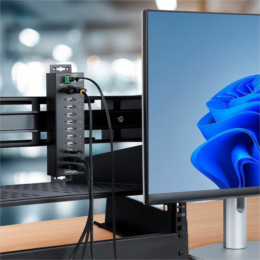 StarTech.com 10-Port Industrial USB 2.0 HUB, Rugged USB Hub w/ESD Level 4 Protection, DIN/Wall/Desk Mountable USB-A Hub, USB Expansion Hub