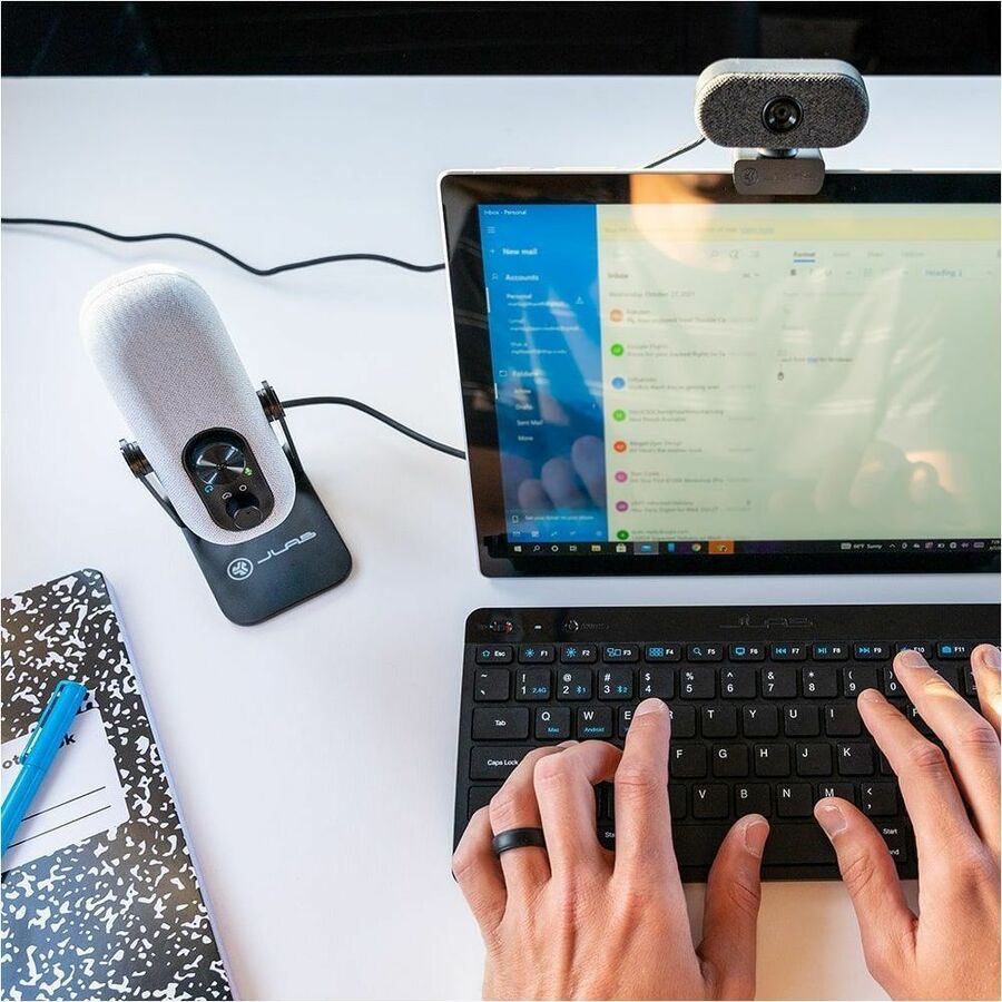 JLab Go Talk Wired Condenser, Dynamic Microphone for Studio, Podcasting, Gaming, Recording, Music - White