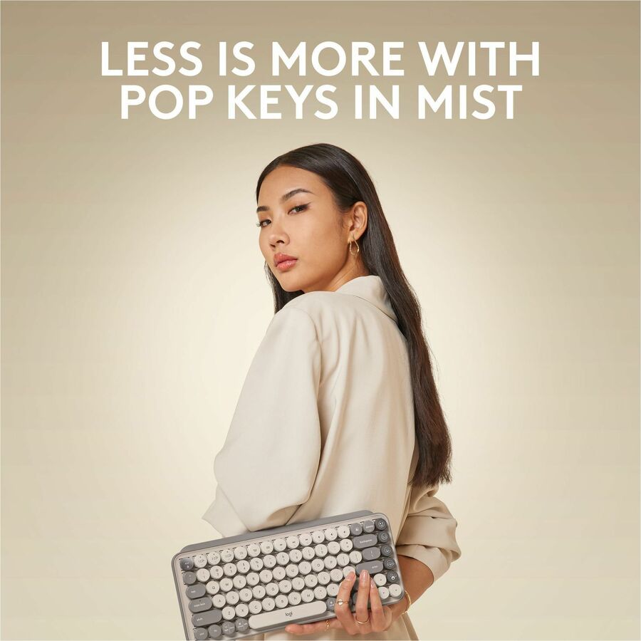 Logitech POP Keys Mechanical Wireless Keyboard with Customizable Emoji Keys, Compact Design, Bluetooth, Mist