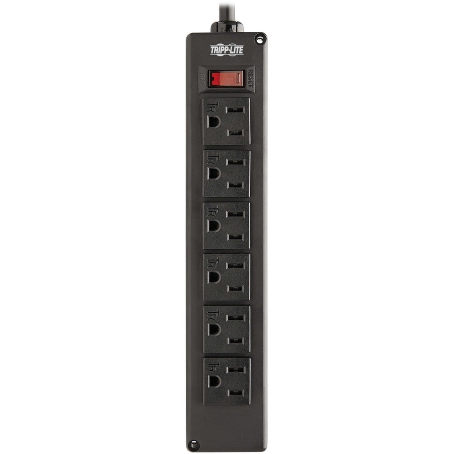 Eaton Tripp Lite Series Safe-IT 6-Outlet Surge Protector - 10 ft. Spiral Cord, 5-15P Plug, 300 Joules, Antimicrobial Protection, Black