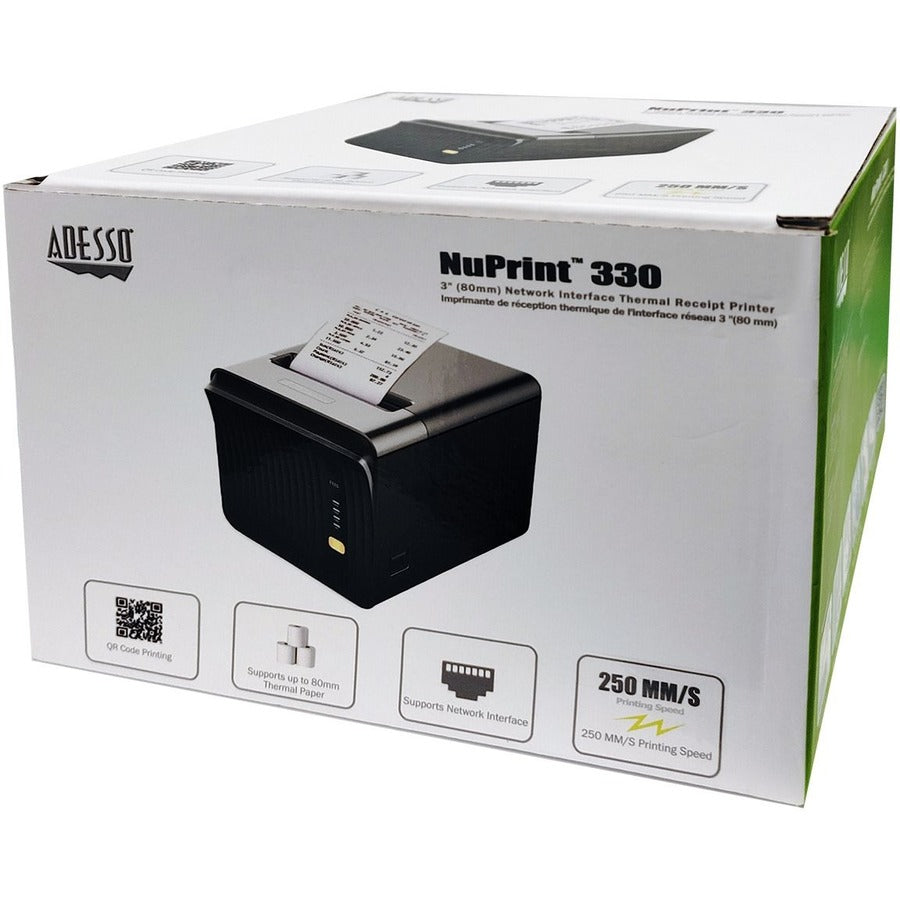 Adesso NuPrint NuPrint 330 Desktop Direct Thermal Printer - Monochrome - Receipt Print - USB - Serial - Black