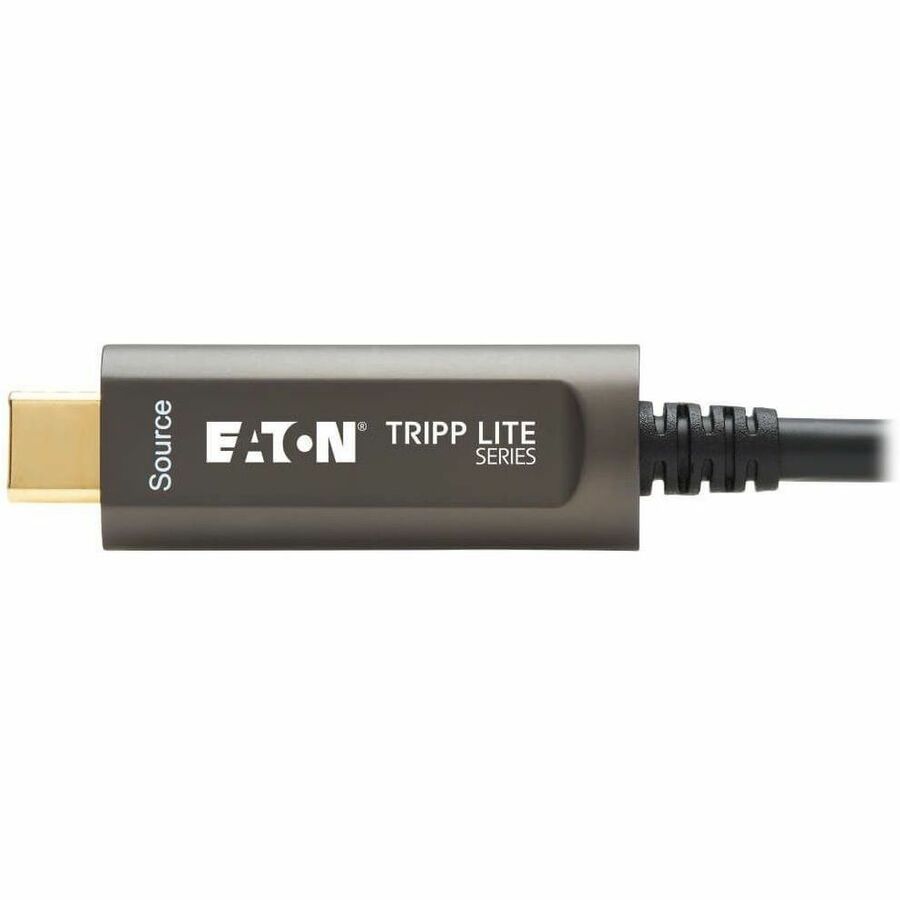 Eaton Tripp Lite Series USB-C to USB-C Plenum-Rated Fiber Active Optical Cable (AOC) - 4K 60 Hz, HDR, 4:4:4, M/M, Black, 15 m (49 ft.), Video-Only