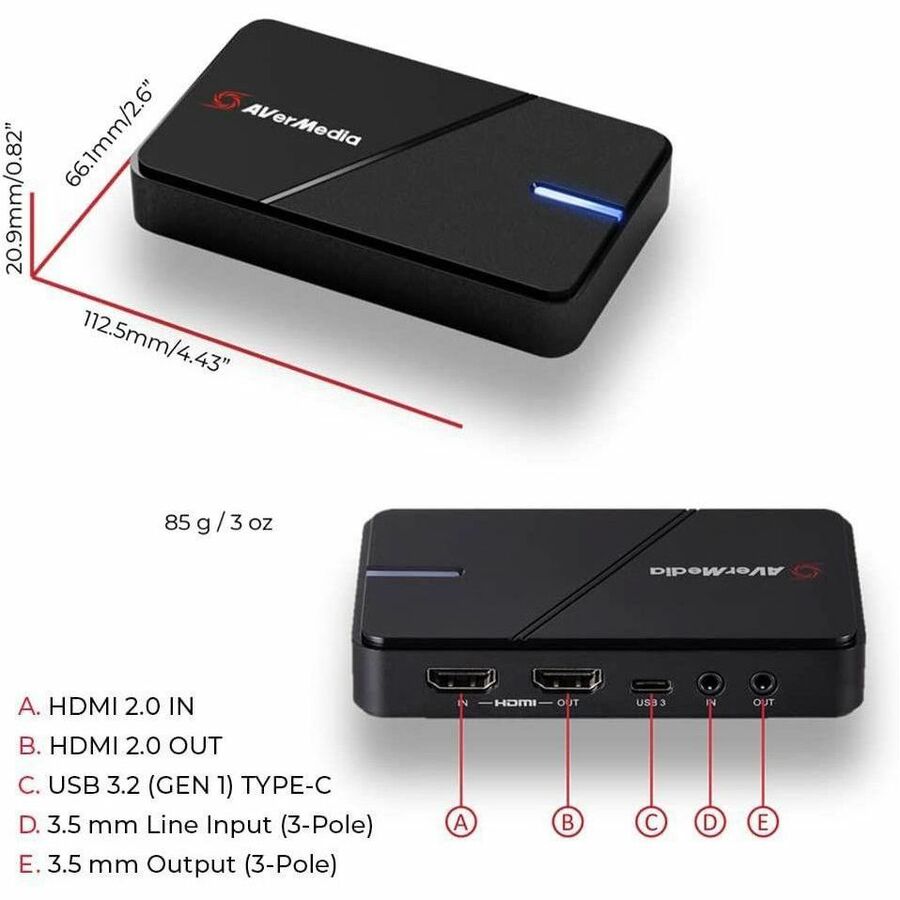 AVerMedia Live Gamer EXTREME 3 Plug and Play 4K Capture Card. TAA and NDAA Compliant