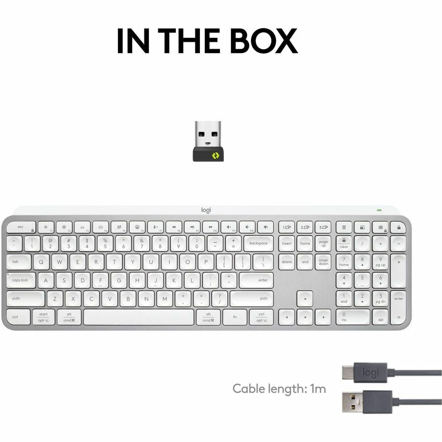 Logitech MX Keys S Wireless Keyboard, Low Profile, Fluid Precise Quiet Typing, USB C Rechargeable, Pale Gray