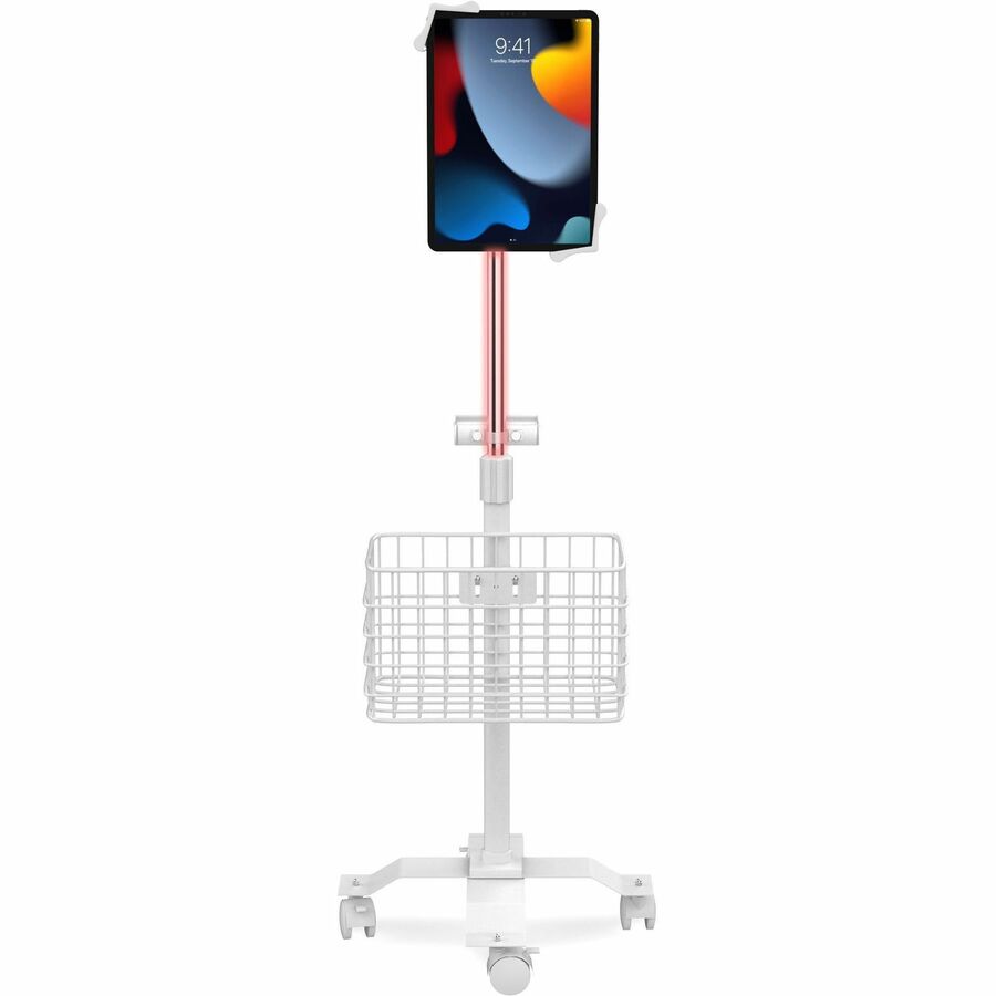 CTA Digital Compact Gooseneck Floor Stand with Accessories for 7-13-Inch Tablets (White)