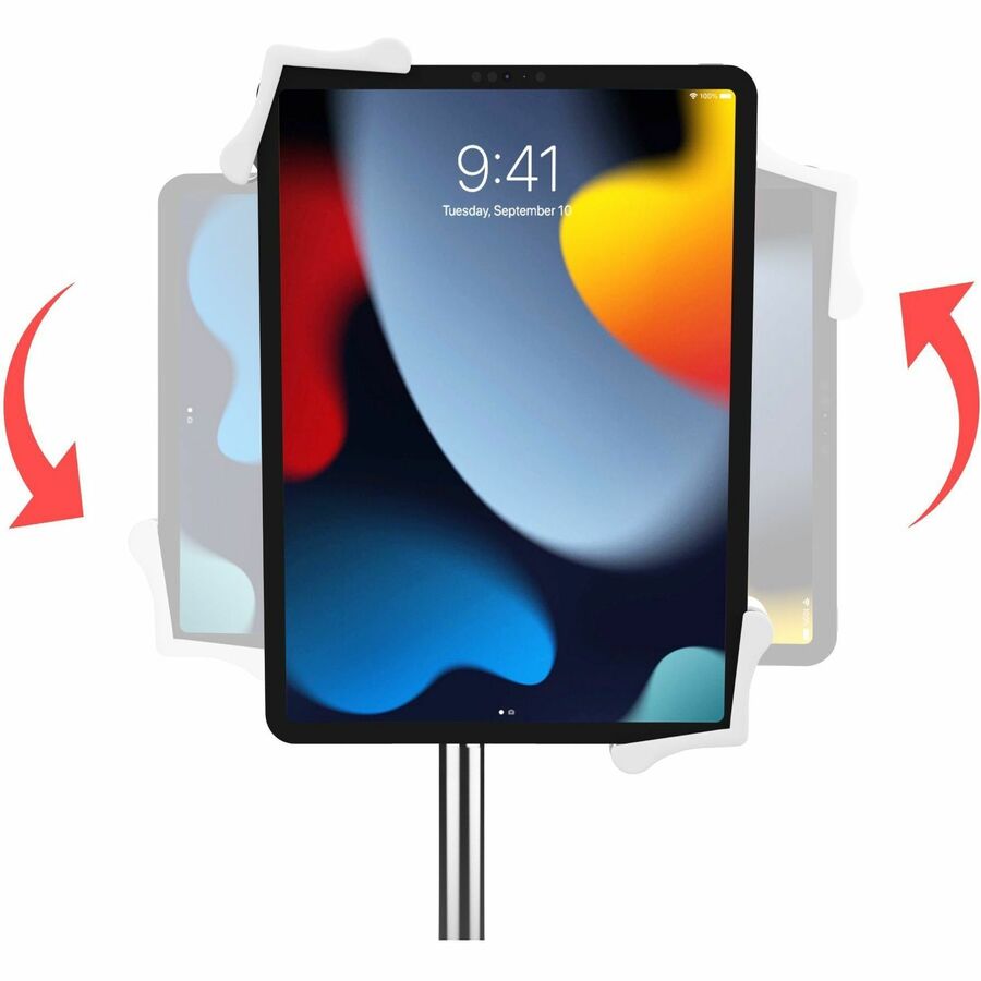 CTA Digital Compact Gooseneck Floor Stand with Accessories for 7-13-Inch Tablets (White)