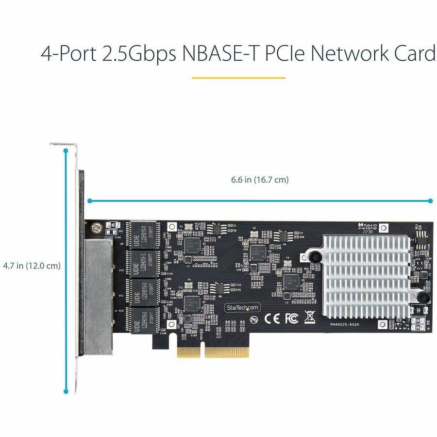 StarTech.com 4-Port 2.5G NBASE-T PCIe Network Card, Computer Network Card Interface, Intel® I225-V, Quad-Port Ethernet, Multi-Gigabit NIC