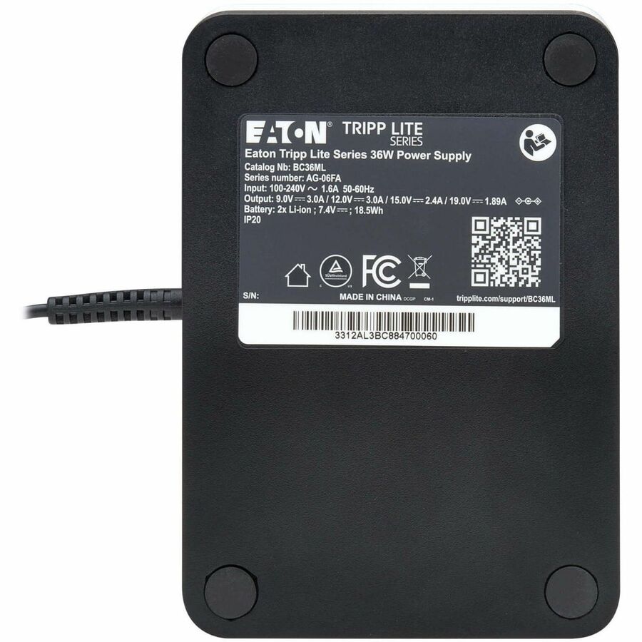 Eaton Tripp Lite Series Home Network Battery Backup - 100-240V, 36VA/36W, Lithium-Ion Battery, NEMA 5-15P Plug, 4 Barrel Connectors