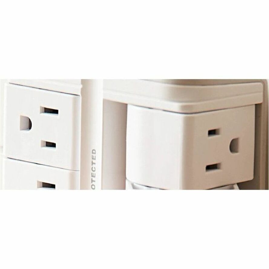 Sanus On-Wall Surge Protector - 4 Rotating Outlet Power Strip with USB ports - White