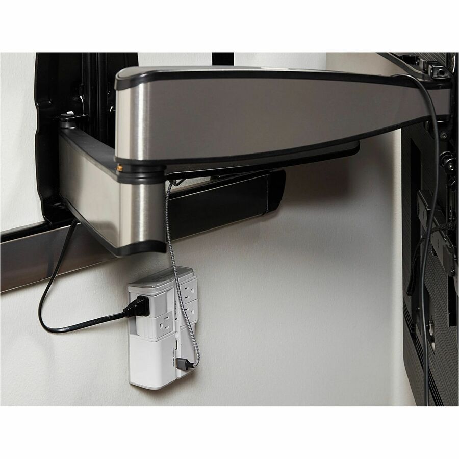 Sanus On-Wall Surge Protector - 4 Rotating Outlet Power Strip with USB ports - White