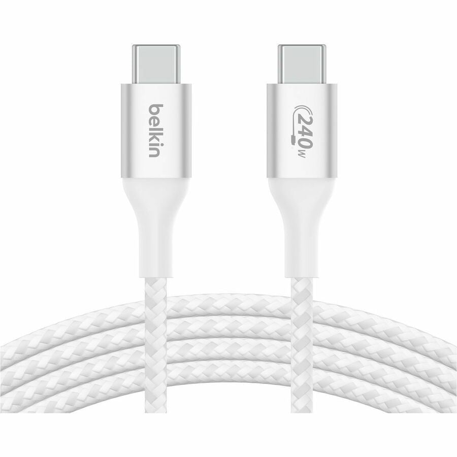 Belkin 240W USB-C to USB-C Cable - 480 Mbps - Nylon, Braided - M/M - 2m/6.6ft - White