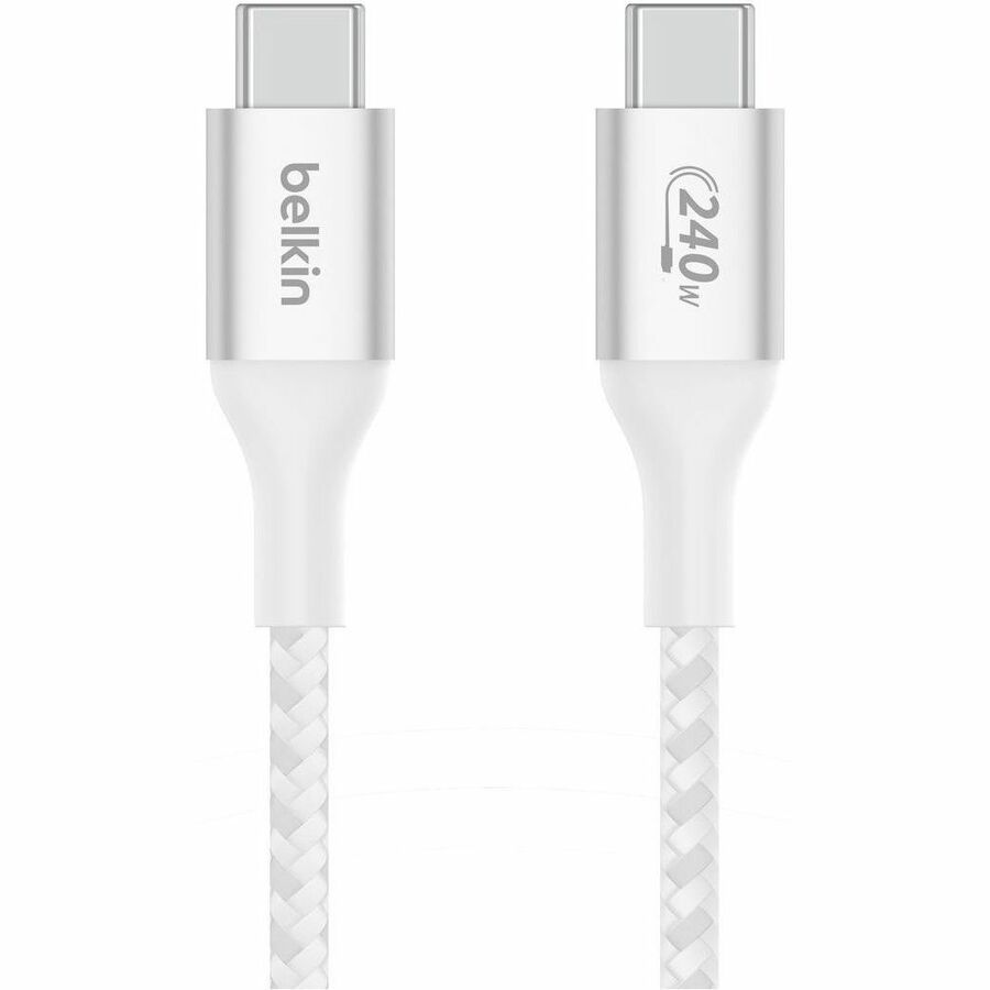 Belkin 240W USB-C to USB-C Cable - 480 Mbps - Nylon, Braided - M/M - 2m/6.6ft - White