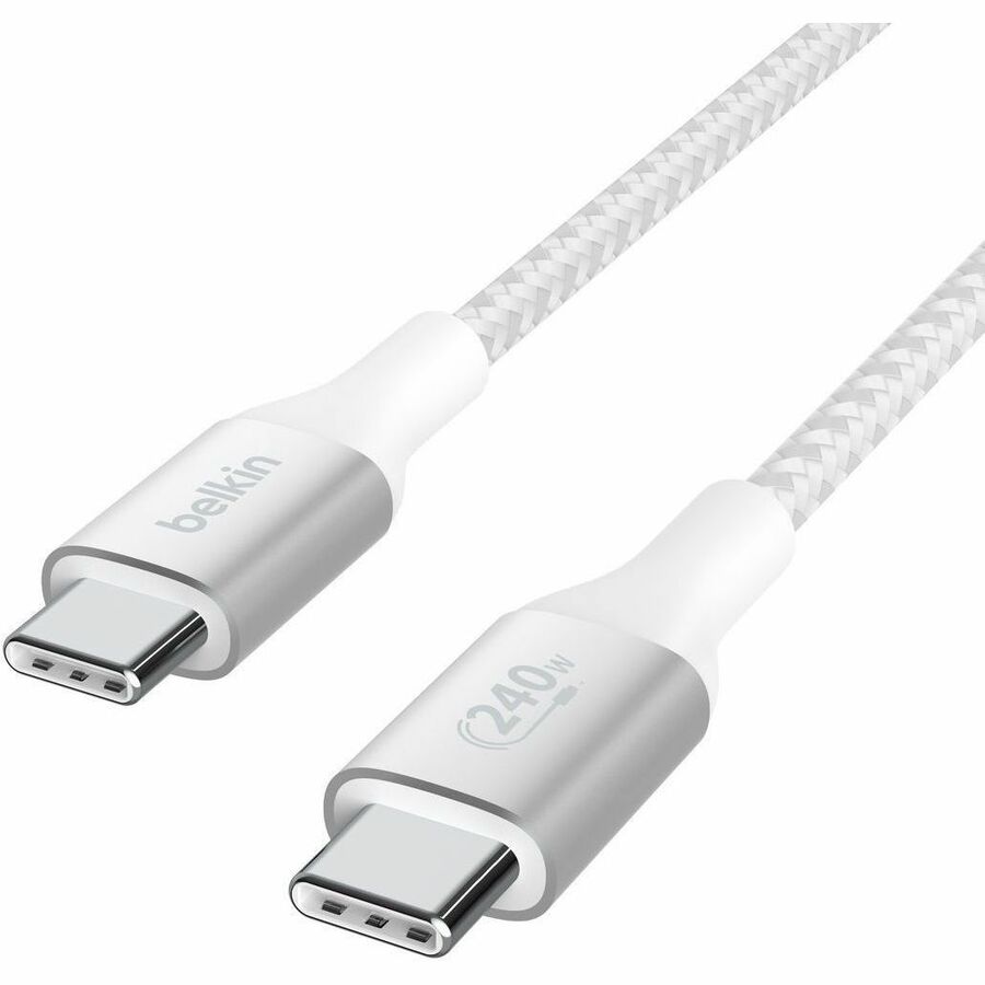 Belkin 240W USB-C to USB-C Cable - 480 Mbps - Nylon, Braided - M/M - 2m/6.6ft - White
