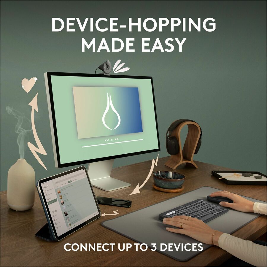 Logitech Pebble Mouse 2 M350s Slim Bluetooth Wireless Mouse, Portable, Customizable Button, Quiet Clicks - Tonal Graphite